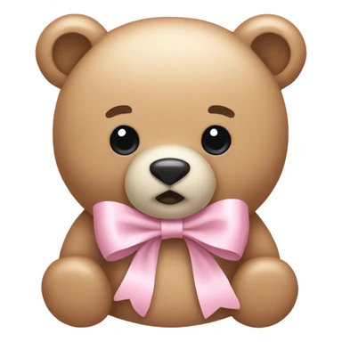 light pink bear bow sticker