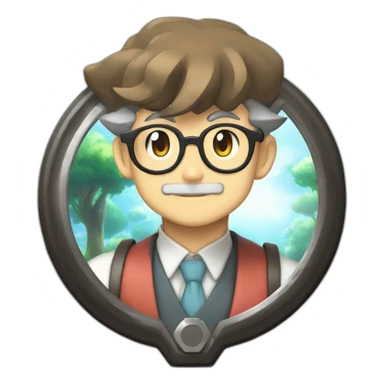 pokemon professor oak anime global trade station badge pokeball sticker