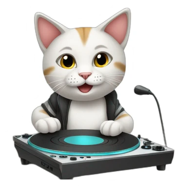 cat playing song on dj sticker