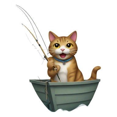 cat fishing sticker