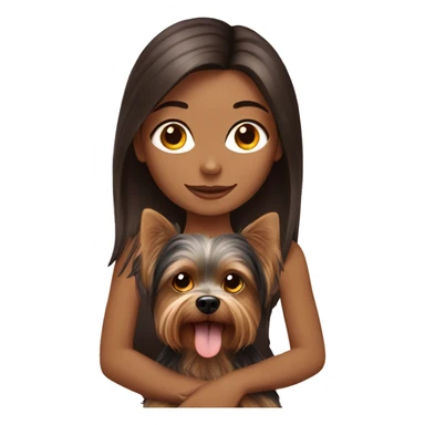 Brunette girl with yorkie dog sticker