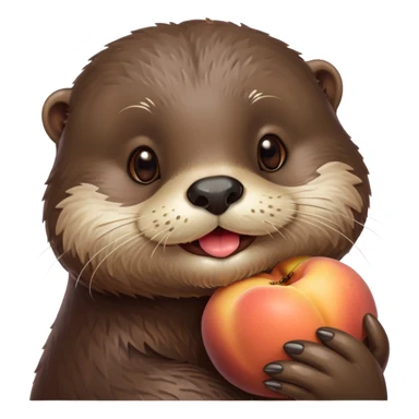 Otter rubbing a peach with his beard sticker