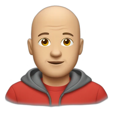 bald man in a red sweatshirt sticker