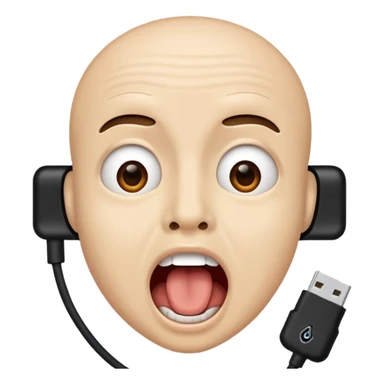 Mouth open wide with audio cable stuffed inside. sticker