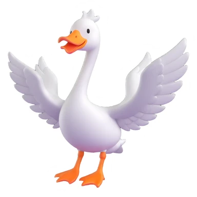 goose with wings fully extended in t pose sticker