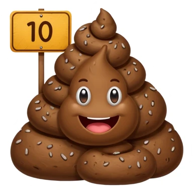 Poop holding a sign that says 10 sticker