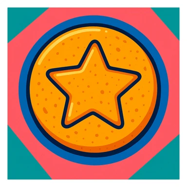 dalgona candy with star shape, vibrant toon style, inspired by Squid Game sticker