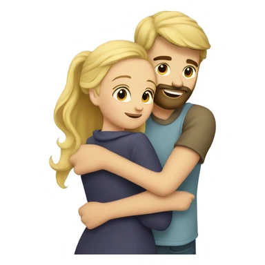 A blonde girl hugs a bearded man sticker