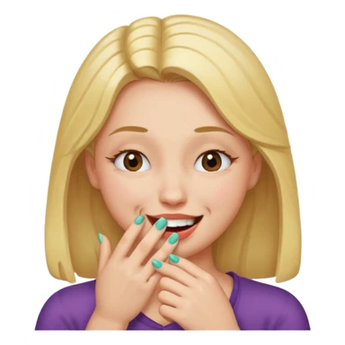 Girl biting her nail, smiling and one eye closed  sticker