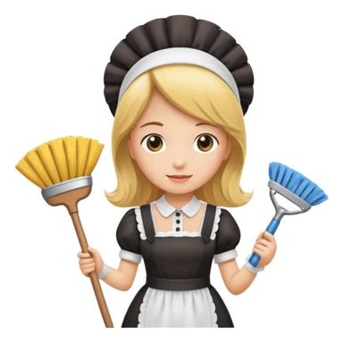 Maid with duster sticker