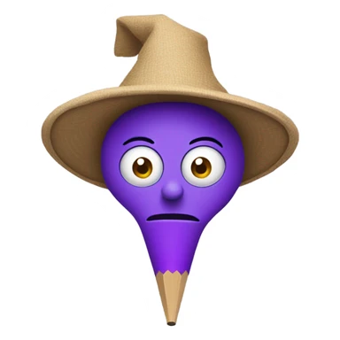 purple character with hat and big penci sticker