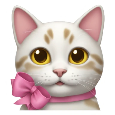 a cat with a pink bow smiling sticker
