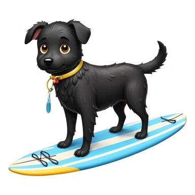 Black dog on a surf board sticker