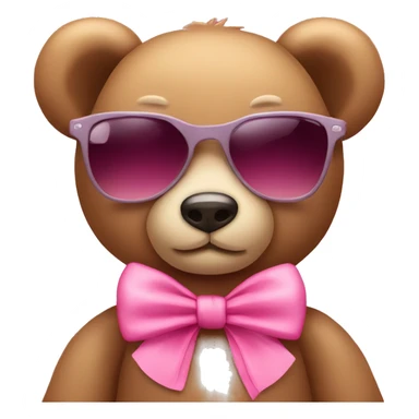 Teddy bear with pink bow and cute sunglasses sticker