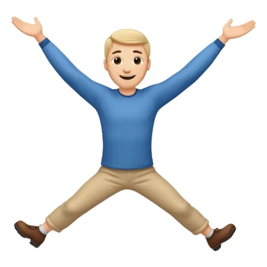 apple style emoji of a man spinning head over heels past a mountain, arms outstretched sticker