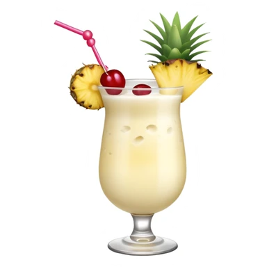 Pina colada cocktail with pineapple and cherry garnish sticker