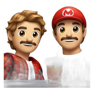 spider man and mario drink a neer sticker