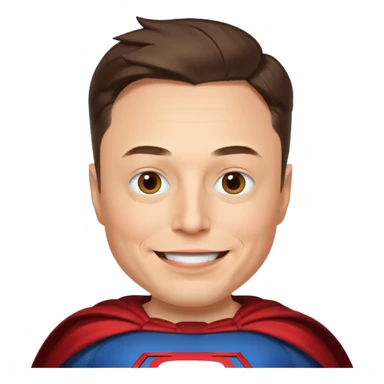 Elon Musk with a superhero mask, cartoon emoji style sticker