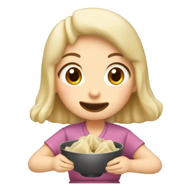 Girl eating dumplings sticker