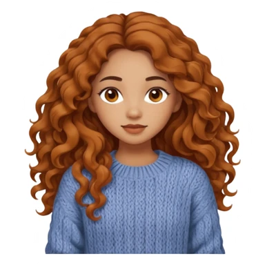 Cozy mixed girl with long wavy hair dressed for fall sticker
