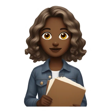 brown artist girl holding a palette with wavy mid length hair sticker