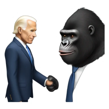 Gorilla wearing a suit meeting with Joe Biden sticker