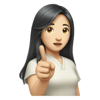 chinese girl with long hair pointing at herself sticker