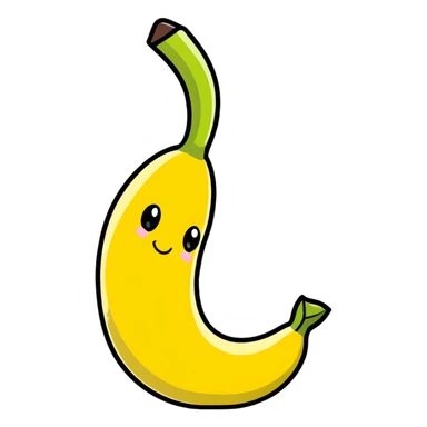 cute banana partially peeled with face sticker