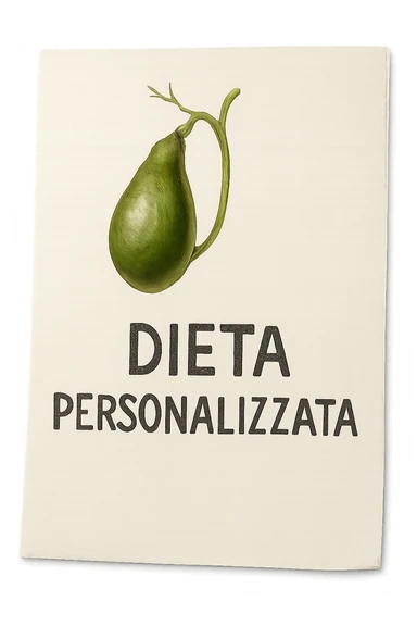 FOGLIO DI CARTA CON LA SCRITTA "DIETA PERSONALIZZATA" E UNA CISTIFELLEA DISEGNATA SOPRA, iperrealistico 4k sticker