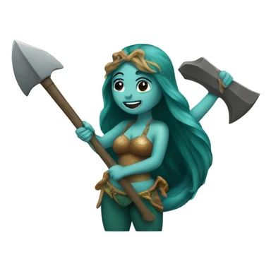 mermaid holding an axe sticker