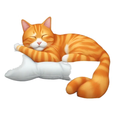 Orange cat sleeping on a Christmas pillow sticker