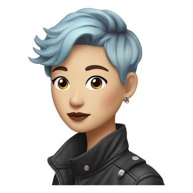 a short-haired Taiwanese lesbian with vapor wave style as a designer sticker