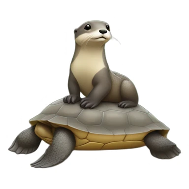 Une loutre sur une tortue sticker