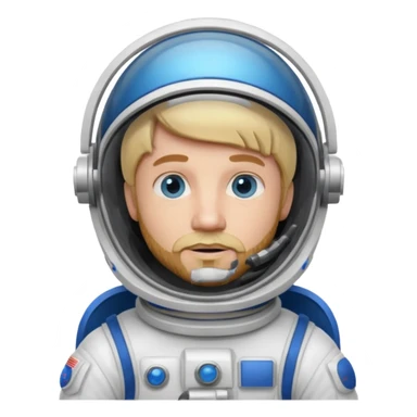 astronaut, white suit and helmet ,with blonde beard sticker