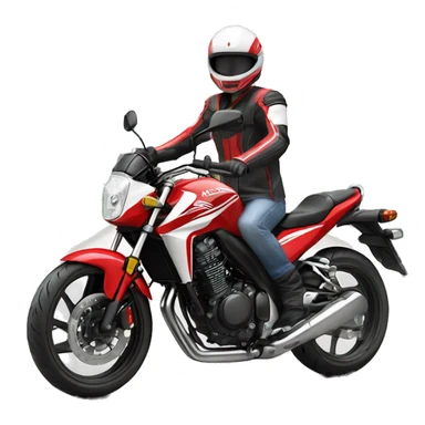 Red and white 2015 Honda CB500F with rider sticker