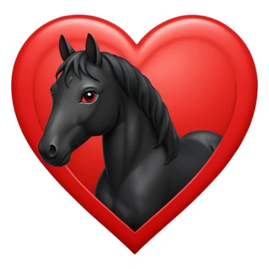 Black Horse centered within a red heart emoji sticker