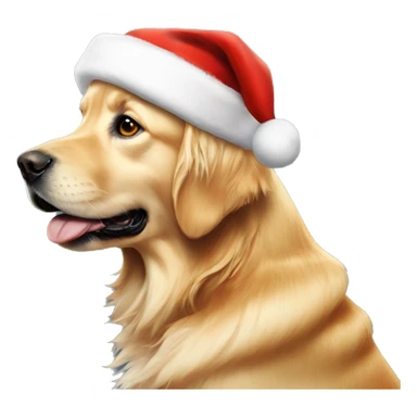 Golden retriever wearing Santa hat sticker