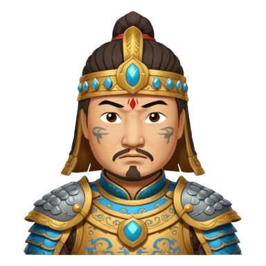 portrait of Genghis Khan in armor rotated 45 degrees to the right sticker