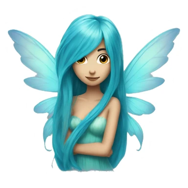 Beautiful, fairy, blue, turqoise, long hair, big wings sticker