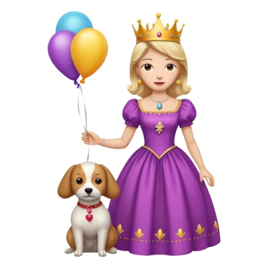 queen wearing dress, holding balloon in shape of number dog sticker