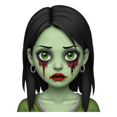 Zombie girl with a septum piercing black hair green skin sticker