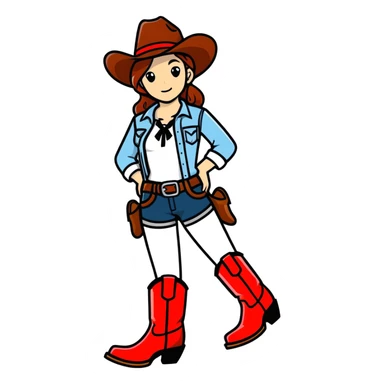 cowgirl with red boots sticker