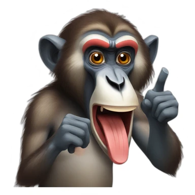 Funny Mandrill with a human look putting his index finger in his nose sticker