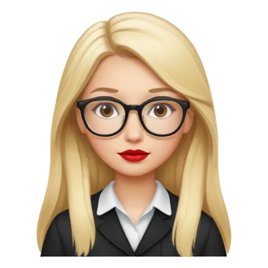 blondy girl with glasses learn analytics she is so pretty and seems like director bitch of company. with long hair and red lips and with makeup sticker