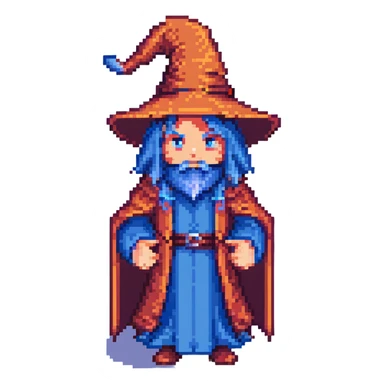 Pixel art wizard with Armenian flag colors (red, blue, orange) in the background sticker