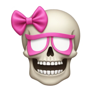 Skull with a pink bow and is smiling sticker