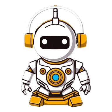 Industrial robot with exposed wiring and heavy metal plating sticker