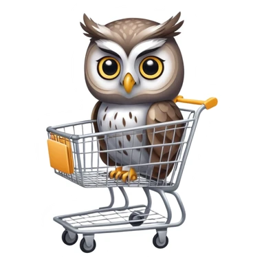 Twilio owl pushing a shopping cart sticker