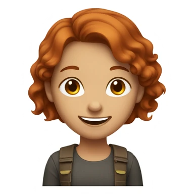happy girl with brownish red hair  sticker