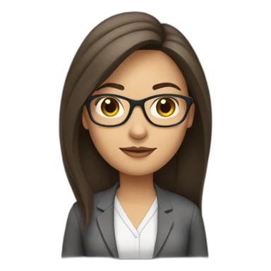 brunette teacher with straight hair and glasses sticker